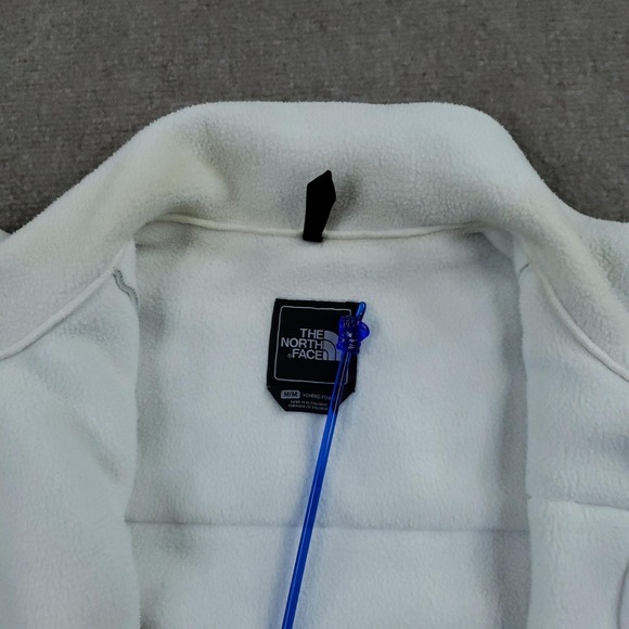 The North Face Denali Jacket Women Medium White Gray Fleece Full Zip Pockets - Picture 11 of 16